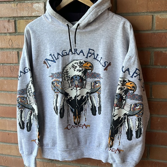 Vintage Niagara Falls Eagle Hoodie / AOP / 90s / Large - Picture 2 of 6
